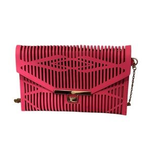 Urban Expressions Crossbody Pink Cut-Out Clutch with Gold Chain
